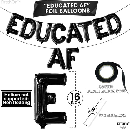 Graduation Decorations 2026 | Black Educated AF Balloons Banner - 16 Inch | Educated AF Grad Foil Balloons | Educated Graduations Balloon Banner, 2026 Graduation Party Decorations, KatchOn
