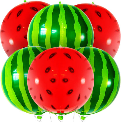 KatchOn Watermelon Balloons for Watermelon Decorations 22 Inch, Pack of 6 | 360 Degree 4D Watermelon Balloon for Watermelon Party Supplies, One In A Melon Party Decorations, Summerween Party
