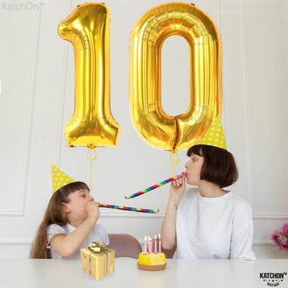 KatchOn, Giant Black 10 Balloon Number - 40 Inch | 10th Birthday Decorations | Black 10th Birthday Balloons for 10 Birthday Decorations Black | Black Number 10 Balloons