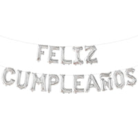 KatchOn, Silver Feliz Cumpleanos Balloons Banner - 16 Inch | Silver Feliz Cumpleanos Banner for Feliz Cumpleanos Decorations | Mylar Happy Birthday Balloon Letters for Spanish Birthday Decoration