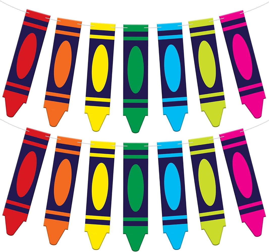 KatchOn Pre Strung Crayon Banner 10 Feet, Back to School Decorations