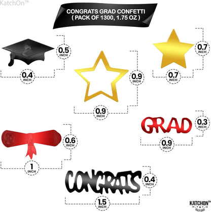 KatchOn, Shiny Congrats Grad Confetti 2026 - Pack of 1300 | Black, Red and Gold Graduation Confetti Class of 2026, 2026 Graduation Decorations | Class of 2026 Decorations