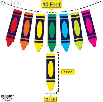 KatchOn Pre Strung Crayon Banner 10 Feet, Back to School Decorations