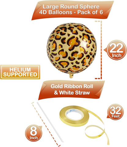 KatchOn, Leopard Balloons for Birthday Party - Big 22 Inch, Pack of 6 | Cheetah Balloons for Cheetah Birthday Decorations | Leopard Print Balloons, Leopard Party Decorations | Cheetah Print Balloons