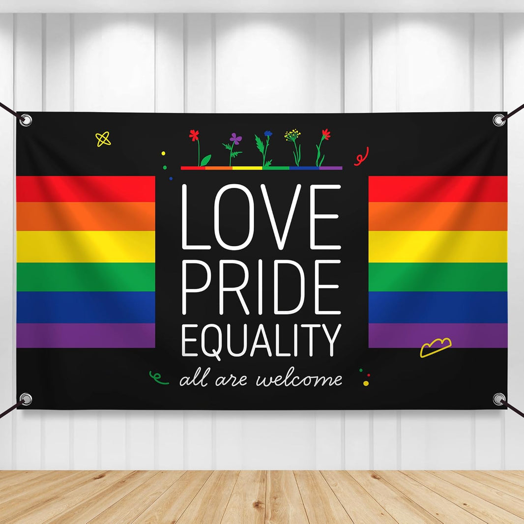 KatchOn, XtraLarge Pride Banner - 72x44 Inch | Pride Decorations Pride Backdrop for Pride Month Decorations | Gay Decorations, LGBTQ Decor | Rainbow Flag Backdrop for Rainbow Party Decorations