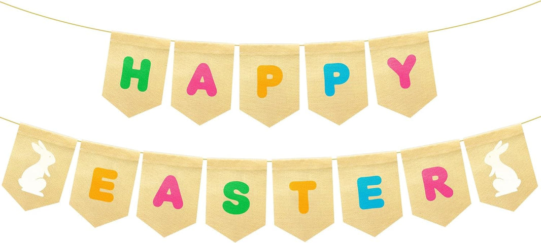 katchon easter burlap banner 10 feet no diy easter burlap garland for easter decorations home easter banner garland for classroom office outdoor decorations