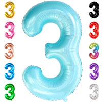 KatchOn, Giant Light Blue Number 3 Balloon - 40 Inch | Blue 3 Balloon Number for 3rd Birthday Decorations | 3rd Anniversary Decorations | Baby Shark Birthday Decoration
