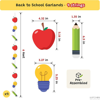 KatchOn 9 Strings Pencil Apple Garland - 6 Feet, Pre-Assembled