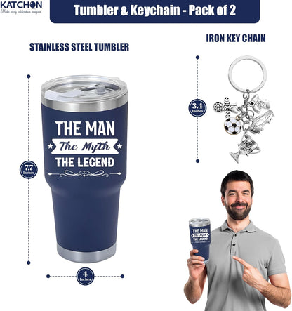 KatchOn, Tumbler & Soccer Keychain, Thank You Gifts | Coffee Tumbler for Men | Valentines Gifts for Him, Men, Dad, Boyfriend | Valentine Gifts for Men, Friend, Dad, Brother | Birthday Gift for Friend