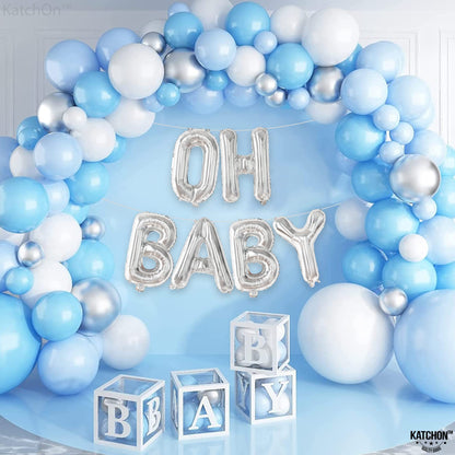 KatchOn, Silver Oh Baby Balloon - 16 Inch | Silver Oh Baby Balloons for Gender Reveal Decorations | oh baby Banner for Baby Shower Decorations | oh baby Balloons Letters