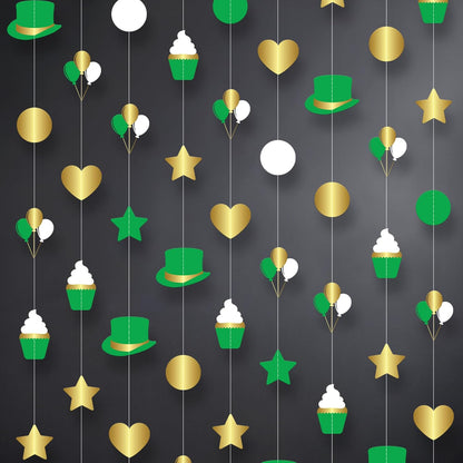 KatchOn, Shiny St Patricks Day Garland - 9 Strings, No DIY | St Patricks Day Backdrop for St Patricks Day Decorations | Shamrock Decorations | St Patricks Garland for Saint Patricks Day Decorations