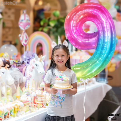 KatchOn, Rainbow Number 9 Balloon - 40 Inch | Foil 9 Birthday Balloon for 9th Birthday Decorations | Number Balloons for Anniversary Decorations | Rainbow Party Decor