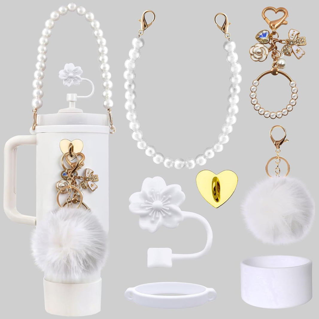 KatchOn, Tumbler Accessories Set – Pack of 7 | Cute Cup Charms, Water Bottle Accessories for Women and Girls | Teachers Gift, Valentines Day Gifts for Her, Galentines Gifts | Birthday Gift for Women