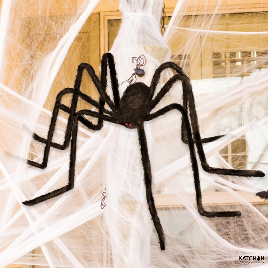 KatchOn Foldable Fake Spider Halloween Decorations Outdoor 6.5 Ft
