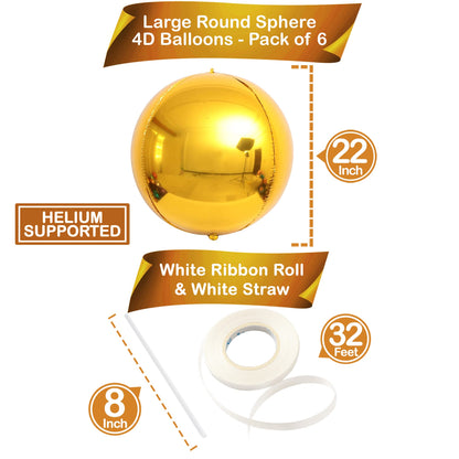 KatchOn, Large Gold Foil Balloon - 22 Inch, Pack of 6 | Gold Grad Balloons, Grad Party Decorations | Gold Birthday Decorations | Graduation Decorations 2025