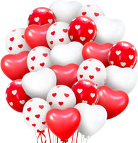 KatchOn, Red and White Balloons - 12 Inch, Pack of 40 | Heart Shaped Balloons, Heart Decorations | Romantic Decorations Special Night | Happy Anniversary Decorations | Valentines Day Decorations