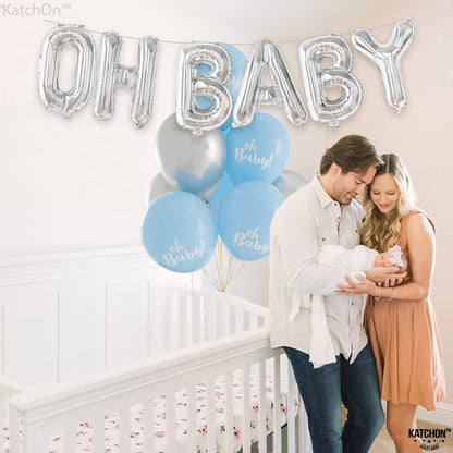 KatchOn, Silver Oh Baby Balloon - 16 Inch | Silver Oh Baby Balloons for Gender Reveal Decorations | oh baby Banner for Baby Shower Decorations | oh baby Balloons Letters
