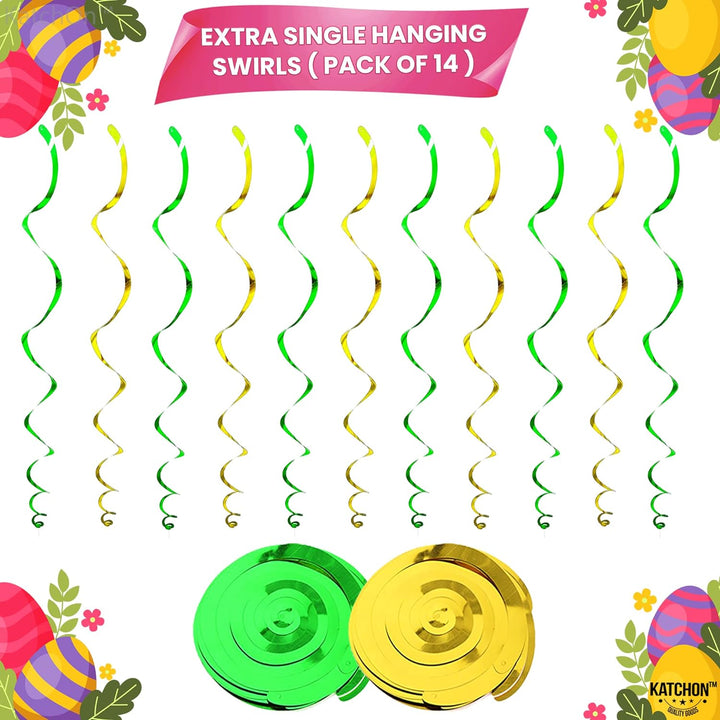 Easter Hanging Swirls Decorations - 46 Pack, No DIY | Easter Decorations for Office | Easter Hanging Decorations, Easter Party Decorations | Happy Easter Swirl Decorations | Easter Tree Decorations