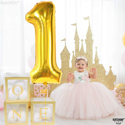KatchOn, Gold Number 1 Balloons For First Birthday - 40 Inch | Number 1 Balloons for 1st Birthday | 1 Balloons for 1st Decorations | Gold One Balloon For Happy Anniversary Decorations