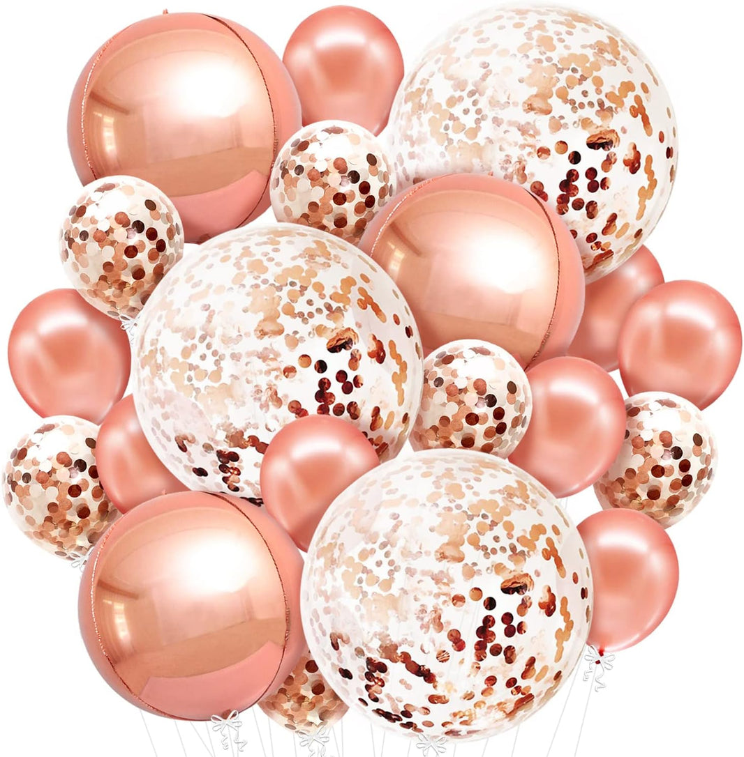 KatchOn, Huge Rose Gold Balloons With Confetti - 36 Inch, Pack of 21 | Rose Gold Confetti Balloons For Weddings | Engagement Party Decorations | Rose Gold Birthday Balloons | Bachelorette Party |