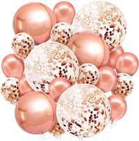 KatchOn, Huge Rose Gold Balloons With Confetti - 36 Inch, Pack of 21 | Rose Gold Confetti Balloons For Weddings | Engagement Party Decorations | Rose Gold Birthday Balloons | Bachelorette Party |