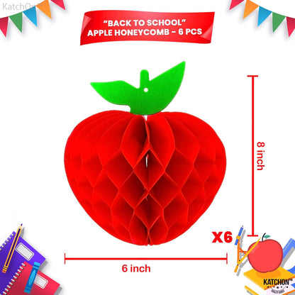 KatchOn Apple Shaped Paper Honeycomb Centerpiece Decorations, Pack of 6