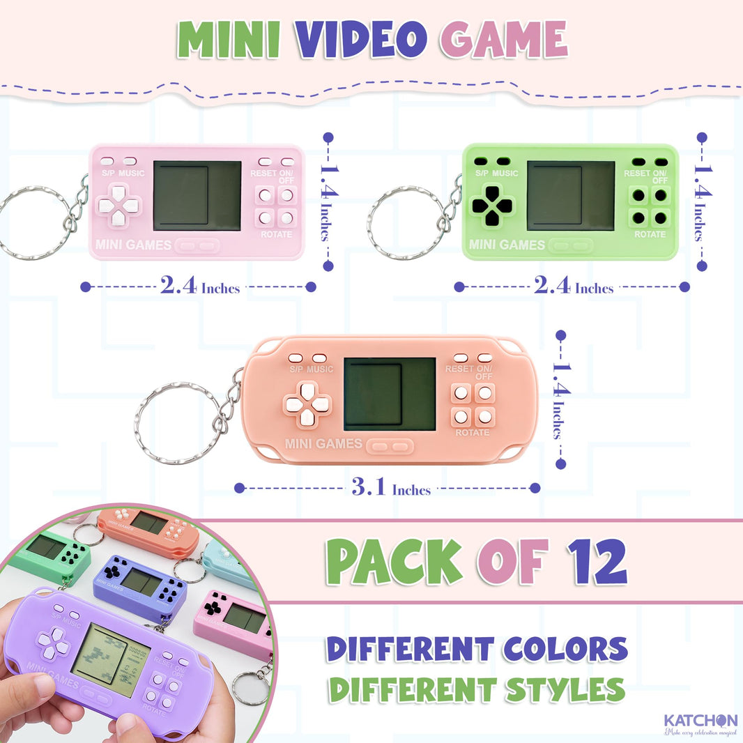 KatchOn, Video Game Birthday Party Favors for Kids - Pack of 12, Mini Video Game Console Keychain for Boys & Girls 10-12, Classroom Prizes, Birthday Supplies | Kid Party Favors Small, Christmas Gifts