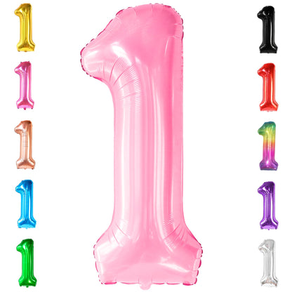 KatchOn, Light Pink 1 Balloon Number - 40 Inch | Number 1 Balloons for 1st Birthday Party | Pink Number Balloons, First Birthday Decorations For Girl | 1 Balloon for Happy Anniversary Decorations