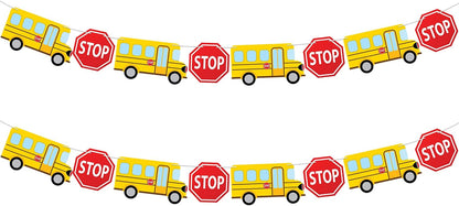 KatchOn Pre Strung Bus Back to School Banner - 10 Feet, Classroom Decor | School Bus Banner for Back to School Decorations, First Day Of School Decorations