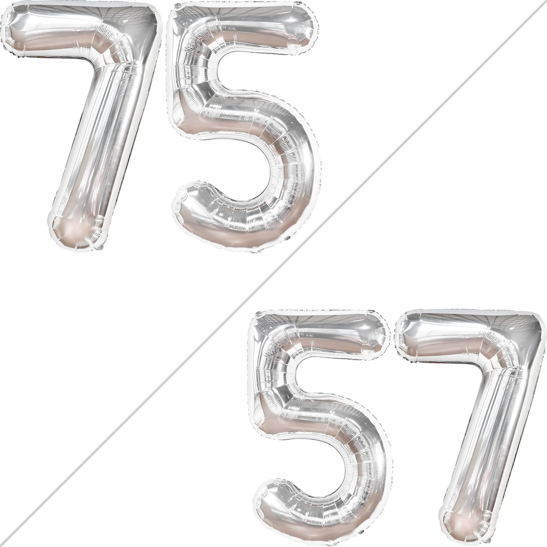 KatchOn, Giant Silver 75 Balloon Numbers - 40 Inch | Silver 75th Birthday Balloons, 75th Birthday Decorations | 75th Anniversary decorations | 75 Balloons for 75 Birthday Party Decorations