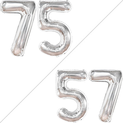 KatchOn, Giant Silver 75 Balloon Numbers - 40 Inch | Silver 75th Birthday Balloons, 75th Birthday Decorations | 75th Anniversary decorations | 75 Balloons for 75 Birthday Party Decorations