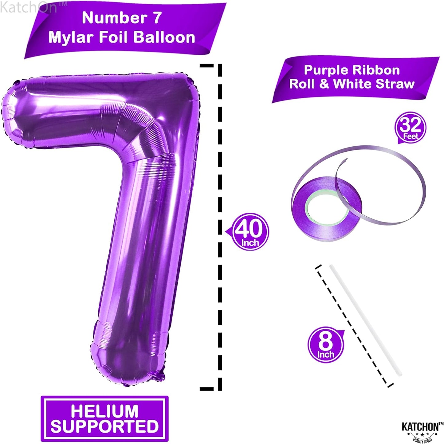 KatchOn, Purple 7 Balloon Number - Giant, 40 Inch | Number 7 Balloon Purple, Mermaid Birthday Decorations | 7 Birthday Balloon, 7 Birthday Decorations for Girls | Mermaid 7th Birthday Decorations