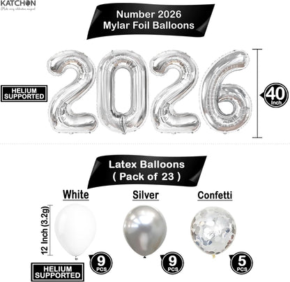 KatchOn, Silver 2026 Balloons Graduation Set - Pack of 35 | Graduation Decorations 2026, Congrats Grad Balloons 2026 Balloons, Confetti Balloons, Congrats Grad Balloons Decorations