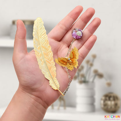 KatchOn, Metal Feather Bookmark with Butterfly Charm | Valentines Day Gifts for Teachers, Valentines Day Gifts for Her | Teachers Gift, Bookmarks for Women, Mom | Girls Readers Book Lovers, Coworker