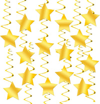 KatchOn, Gold Star Hanging Swirls - Pack of 30, No DIY | Gold Star Decorations for Party | Hanging Stars Decoration for Birthday, Wedding, Anniversary, Hollywood Theme Party Decoration