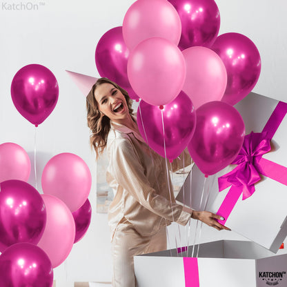 KatchOn, 60pcs Chrome Pink Balloons Set, 12 inch, Pack of 2 | Pink Party Decoration | Princess Birthday Decorations For Women     | Flamingo, Gender Reveal, Baby Shower, Bachelorette Party Decorations
