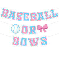 KatchOn, XtraLarge Baseball or Bows Gender Reveal Banner - 10 Feet | Blue Pink Baseball or Bows Banner, Baseball or Bows Gender Reveal Decorations | Baseball or Bows Backdrop, Baby Shower Decorations