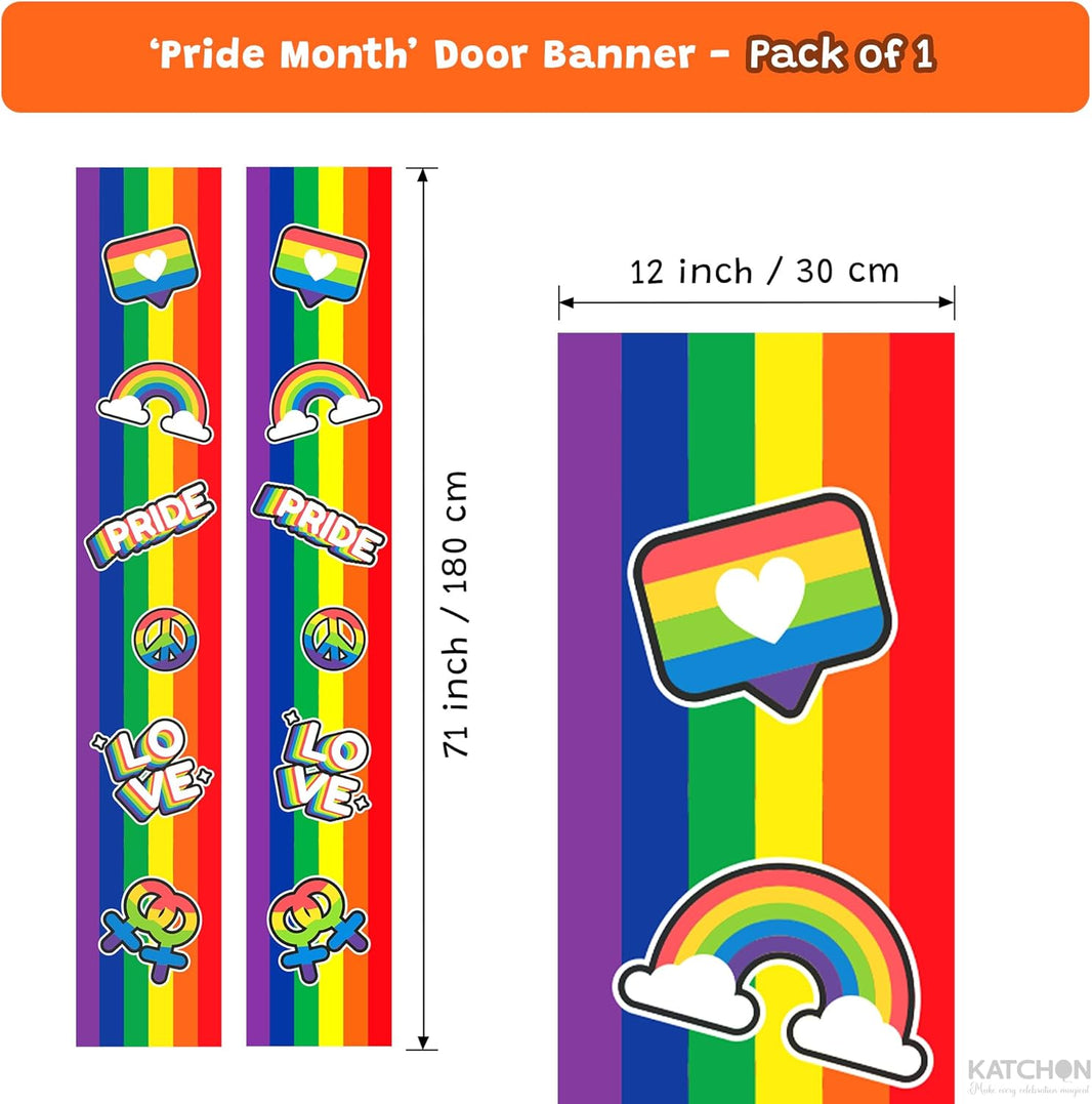 KatchOn, Pride Door Banner - 71x12 Inch | Pride Porch Banner for Happy Pride Decorations, Pride Month Decorations | Door Cover for Rainbow Party Decorations, Front Door Decor | Gay Outdoor Decor