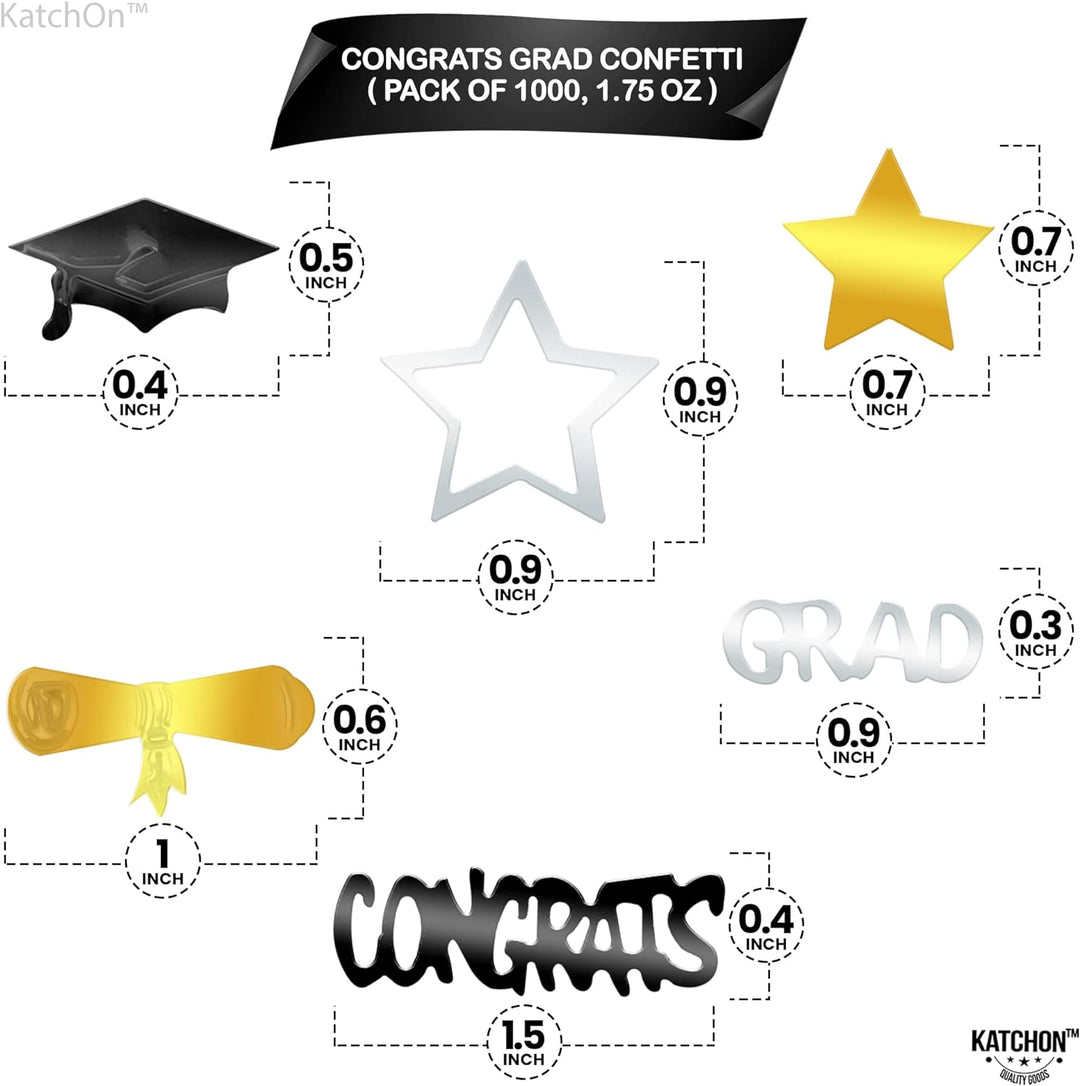 KatchOn, Black and Gold Graduation Confetti 2024 - Pack of 1000 | Congrats Grad Confetti for 2024 Graduation Decor | 2024 confetti for 2024 Graduation Party Supplies | Graduation Table Decorations