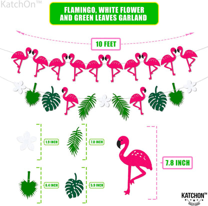 KatchOn, Felt Flamingo Garland for Flamingo Decorations - Large 10 Feet, 2 String, No DIY | Flamingo Banner for Flamingo Party Decorations | Flamingo Birthday Decorations, Tropical Party Decorations