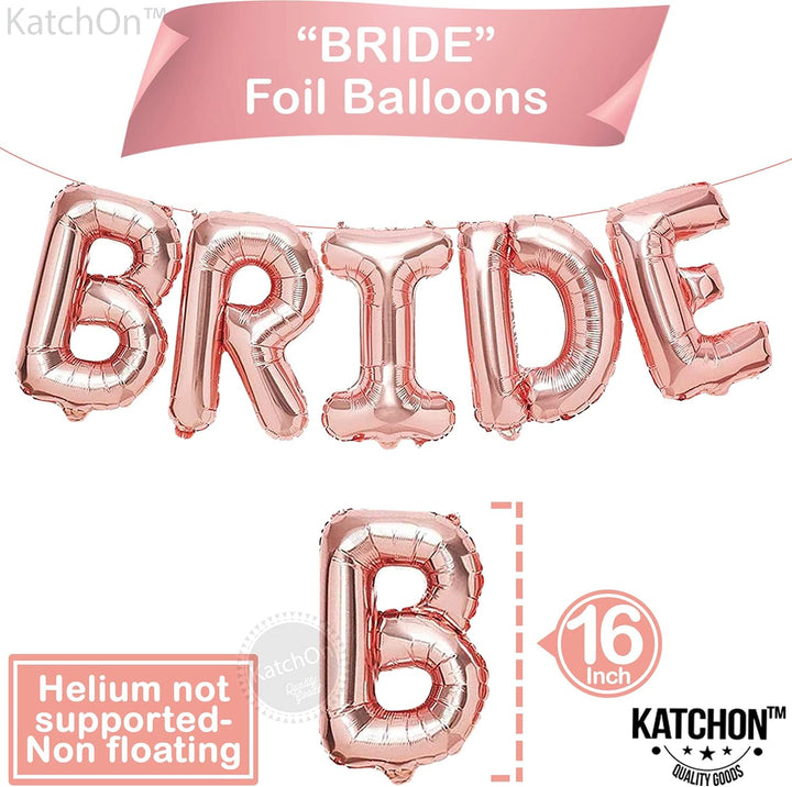 KatchOn, Bride Balloons Rose Gold Set - 16 Inch, Pack of 15 | Bride Balloons Bachelorette Party Decorations | Rose Gold Bride Balloon, Latex Balloons | Bridal Shower Decorations, Bachelorette Balloons