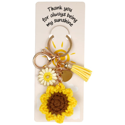 KatchOn, Cute Crochet Sunflower Keychain for Women | Charms for Purses, Handbags | Flower Charms Key Chain for Backpack, Wallet, Key | Pendants Wallet Keychain | Birthday Gift for Her