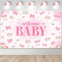 KatchOn, XtraLarge Welcome Baby Backdrop - 72x44 Inch Pink | Welcome Home Baby Girl Banner for Baby Shower & Gender Reveal Decorations