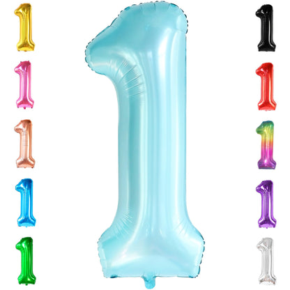 KatchOn, Light Blue 1 Balloon Number - 40 Inch | Blue One Balloon for First Birthday | Number 1 Balloons for 1st Birthday Decorations Boy | 1st Number Balloons For Baby Shower, Anniversary Decorations