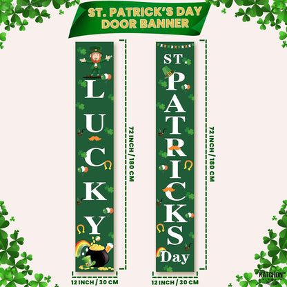 Huge, Lucky St Patricks Day Banner, 2 Pieces - 72x12 Inch | Happy St Patricks Day Banner, St Patricks Day Party Decorations | Lucky St Patricks Day Porch Sign, St Patricks Day Decorations for The Home