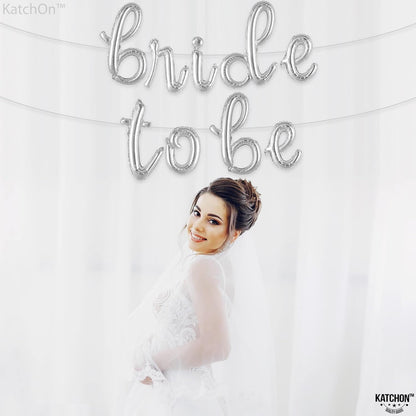 KatchOn, Silver Bride To Be Balloons Script - 16 Inch | Bride To Be Balloon for Bridal Shower Decorations | Cursive Bride To Be Foil balloons | Silver Bride Balloons Bachelorette Party Decorations