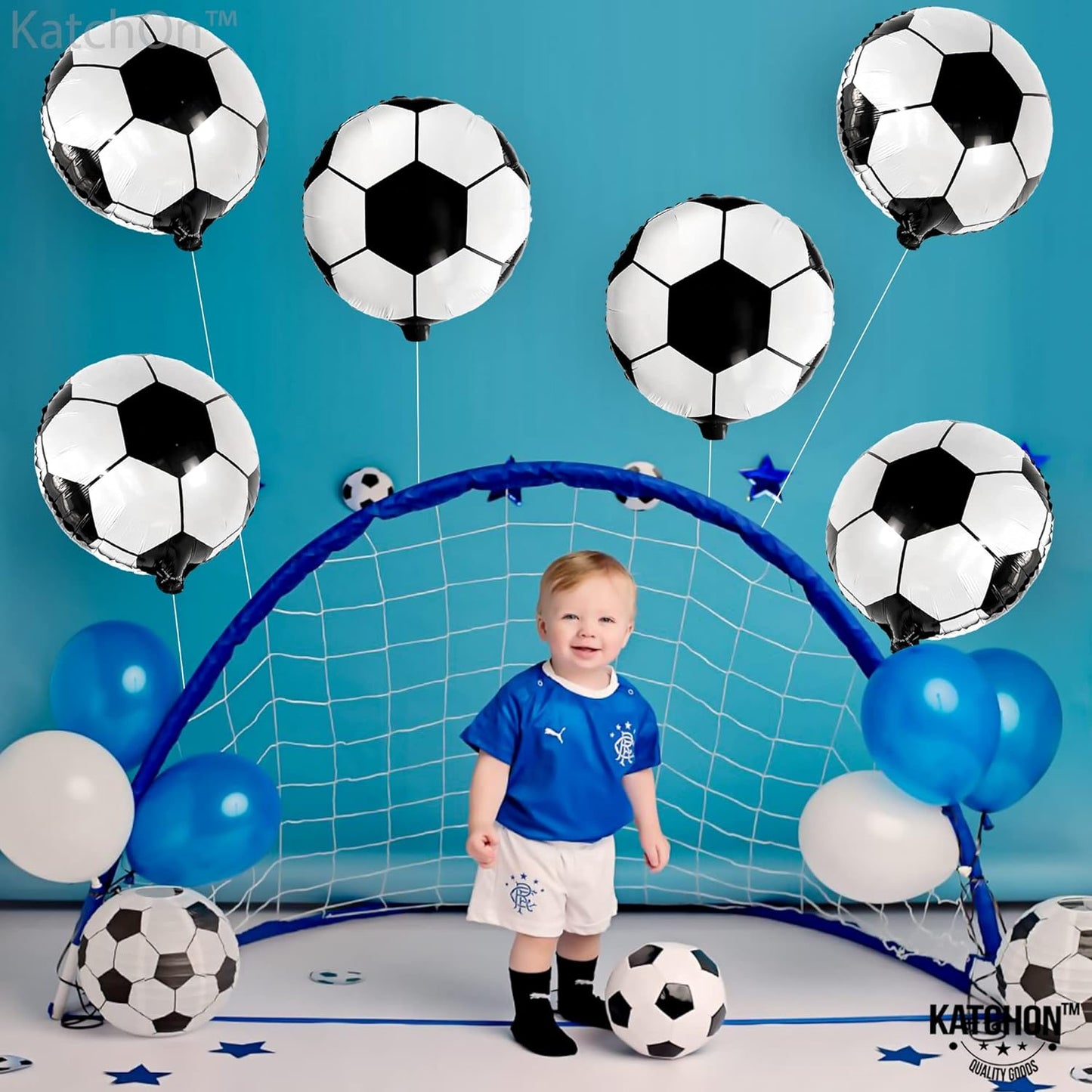 KatchOn, Soccer Balloons for Senior Night Decorations - 18 Inch, Pack of 6 | Soccer Ball Balloons, Soccer Birthday Decorations | Soccer Ball Foil Balloons for Party, Soccer Party Decorations for Boy