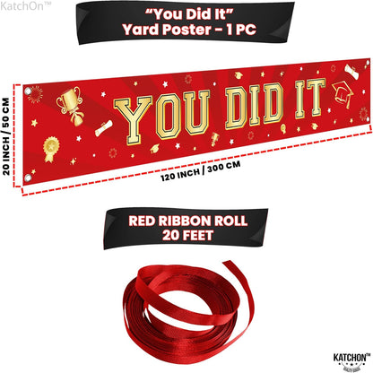 KatchOn, Xtralarge Red and Gold You Did It Graduation Yard Banner - 120x20 Inch | Red and Gold graduation Yard Banner for Outdoor Graduation Decorations 2026
