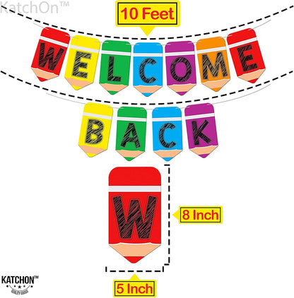 KatchOn Pre-Strung Welcome Back Banner - 10 Feet, Welcome Back Decorations