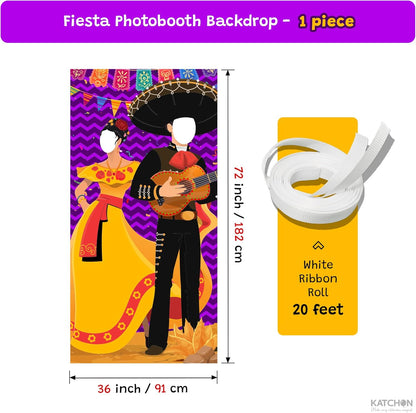 Katchon, Cinco de Mayo Couple Photo Door Banner - 5.97x 2.99feet | Fiesta Theme Photography Backdrop, Fiesta Photo Booth Background for Mexican Theme Birthday Party Supplies, Mexican Decorations